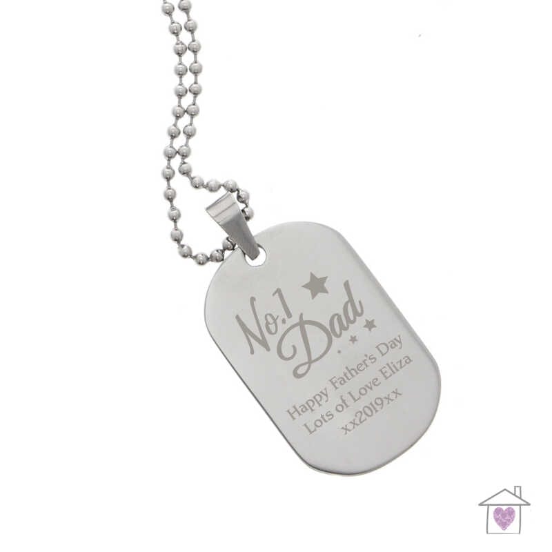 Personalised No.1 Dad Stainless Steel Dog Tag Necklace - Image 2