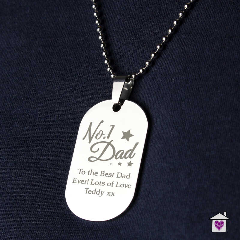Personalised No.1 Dad Stainless Steel Dog Tag Necklace - Image 3