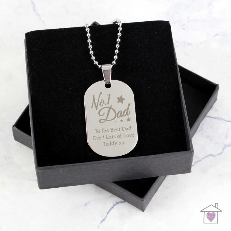 Personalised No.1 Dad Stainless Steel Dog Tag Necklace - Image 4