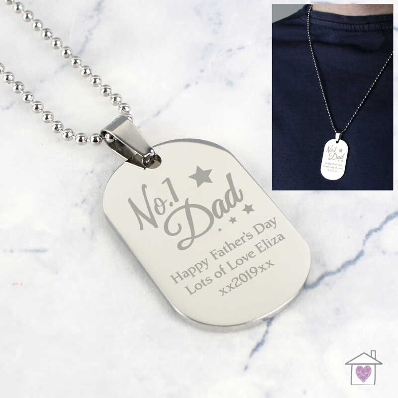 Personalised No.1 Dad Stainless Steel Dog Tag Necklace - Image 5