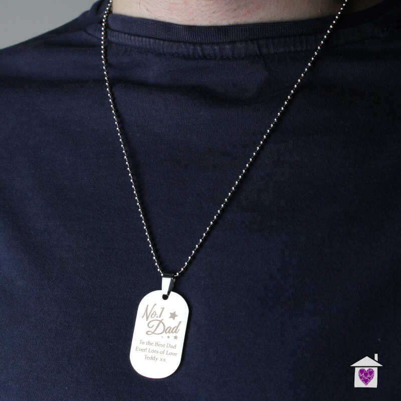 Personalised No.1 Dad Stainless Steel Dog Tag Necklace - Image 7