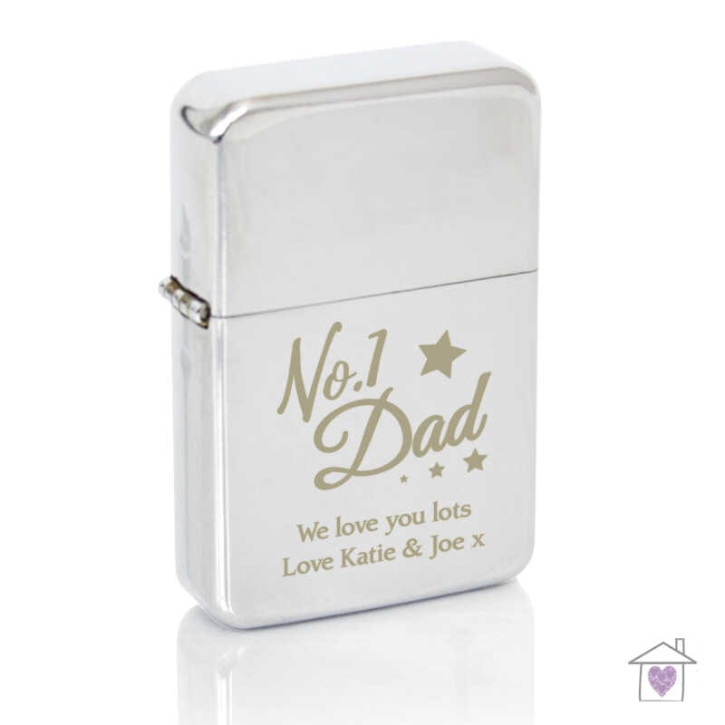 Personalised No.1 Dad Silver Lighter - Image 2