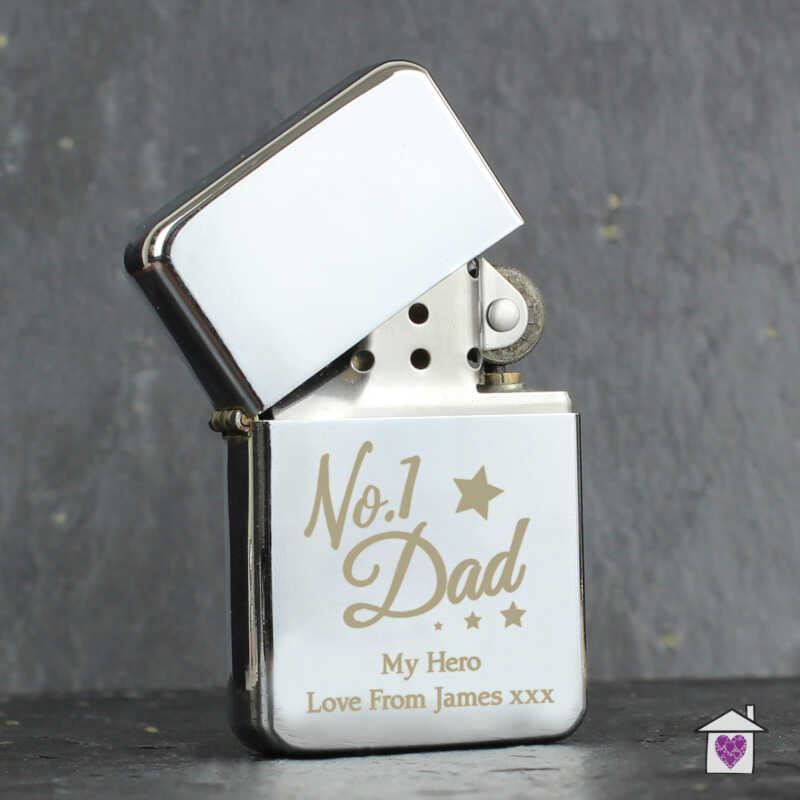 Personalised No.1 Dad Silver Lighter - Image 3