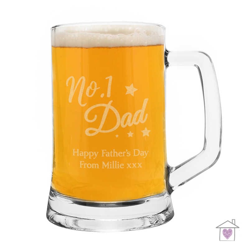 Personalised No.1 Dad Glass Pint Stern Tankard - Image 2
