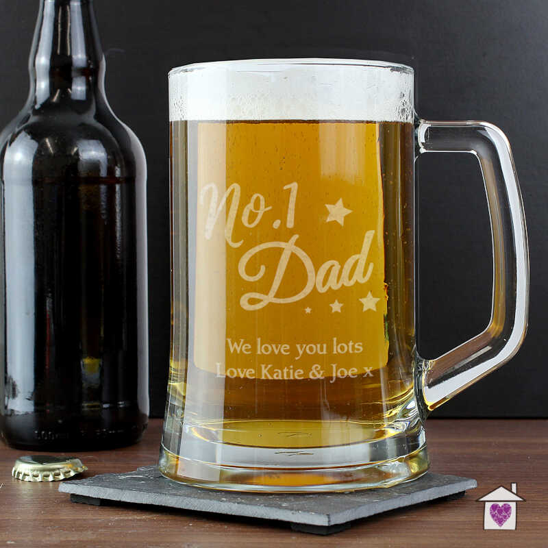 Personalised No.1 Dad Glass Pint Stern Tankard - Image 3