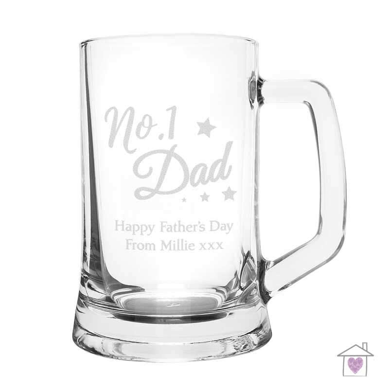Personalised No.1 Dad Glass Pint Stern Tankard - Image 4