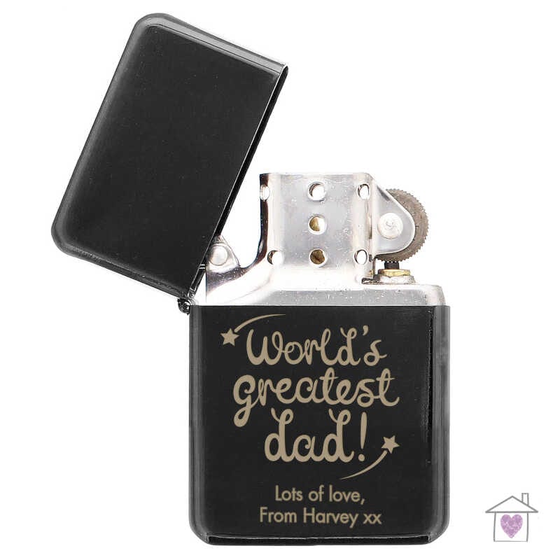 Personalised 'World's Greatest Dad' Black Lighter - Image 3