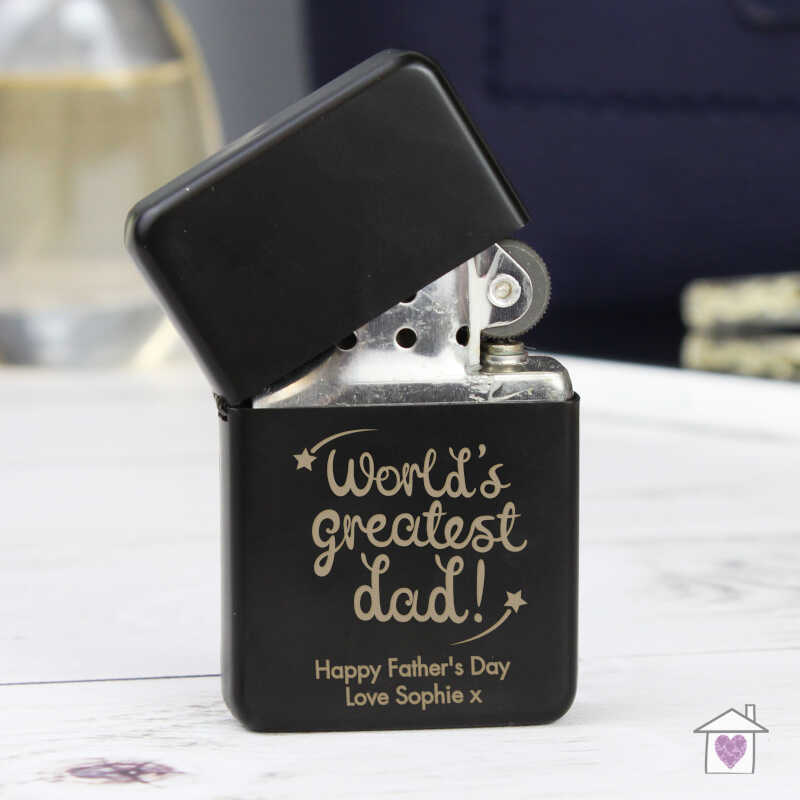Personalised 'World's Greatest Dad' Black Lighter - Image 4