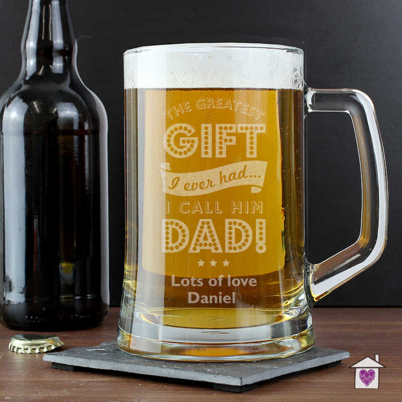 Personalised Greatest Dad Glass Pint Stern Tankard - Image 3