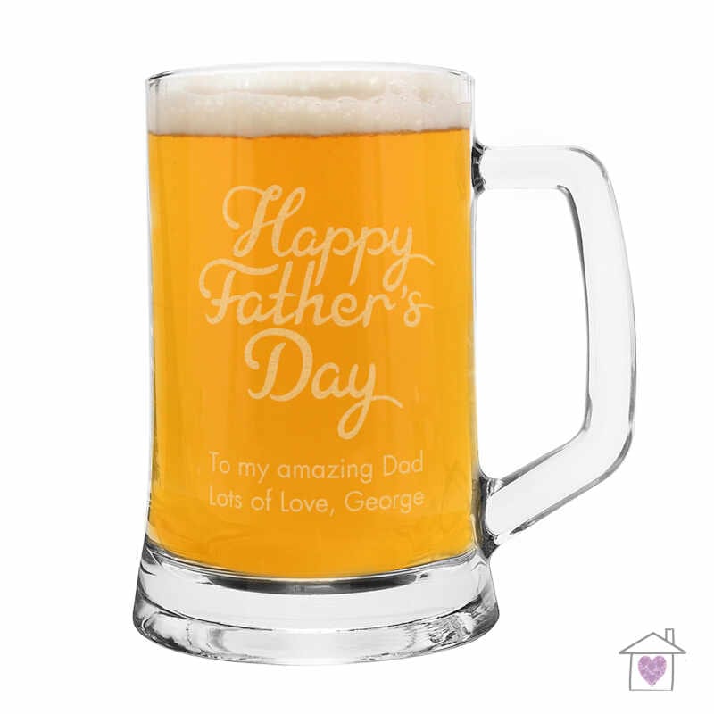 Personalised Happy Father's Day Glass Pint Stern Tankard - Image 2