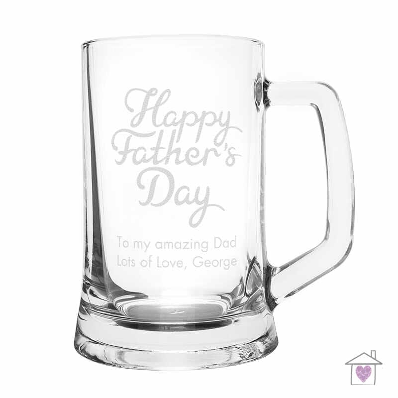 Personalised Happy Father's Day Glass Pint Stern Tankard - Image 3