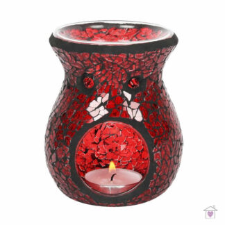 Small Red Crackle Glass Oil Burner