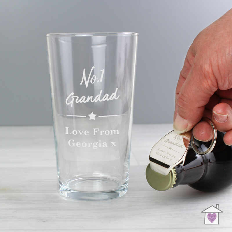 Personalised No.1 Pint glass & Bottle Opener Set - Image 2