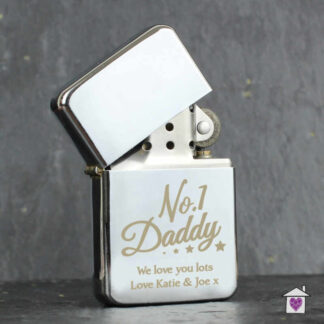Personalised No.1 Daddy Silver Lighter