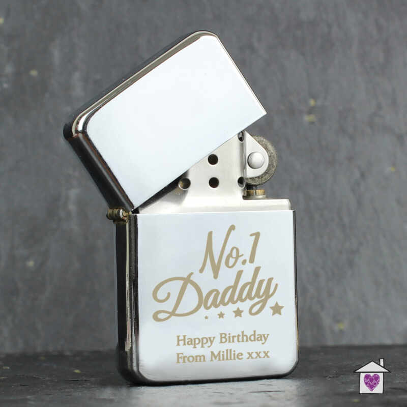 Personalised No.1 Daddy Silver Lighter - Image 3