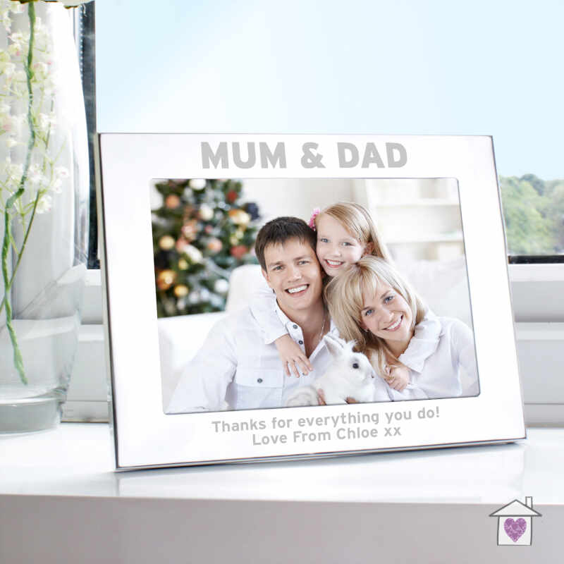 Personalised Silver 7x5 Mum & Dad Photo Frame - Image 2