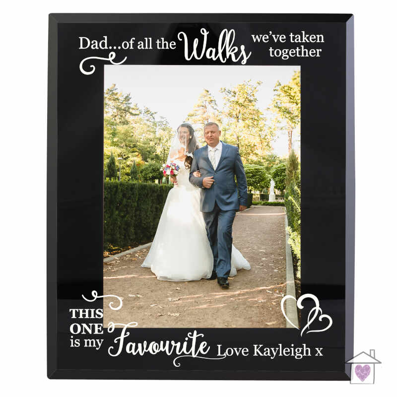Personalised Of All the Walks... Wedding 5x7 Black Glass Photo Frame - Image 2