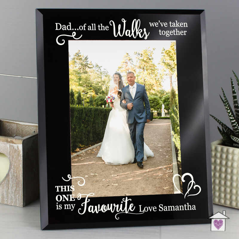 Personalised Of All the Walks... Wedding 5x7 Black Glass Photo Frame - Image 3