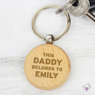 Personalised This Daddy Belongs To Wooden Keyring