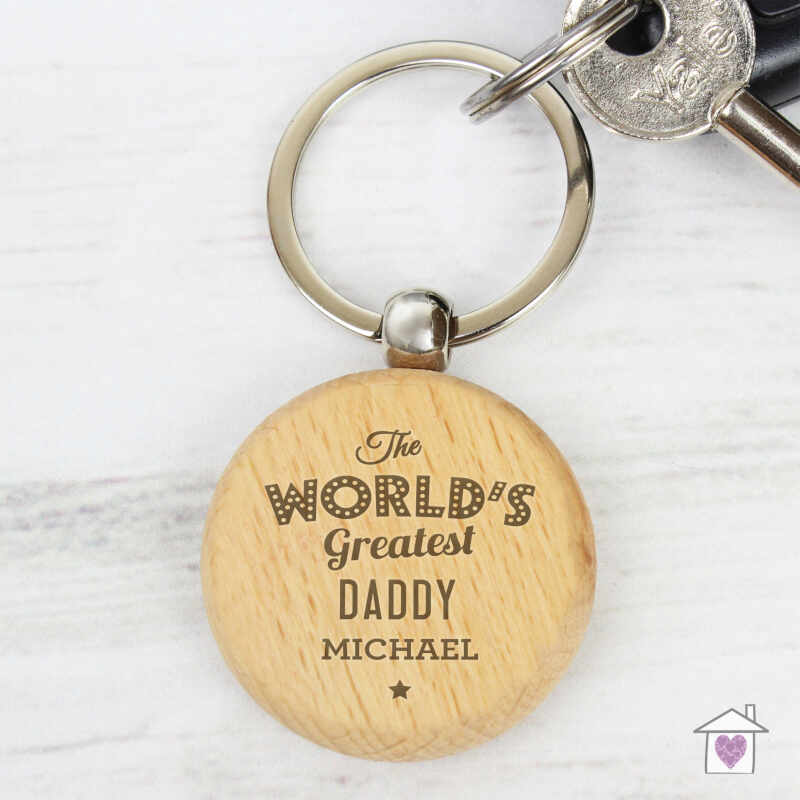 Personalised 'The World's Greatest' Wooden Keyring - Image 2