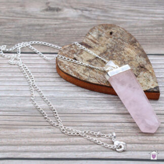 Gemstone Flat Pencil Pendant - Rose Quartz