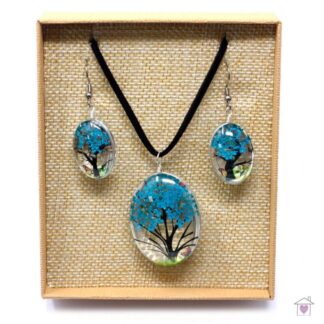 Pressed Flowers - Tree of Life set - Teal