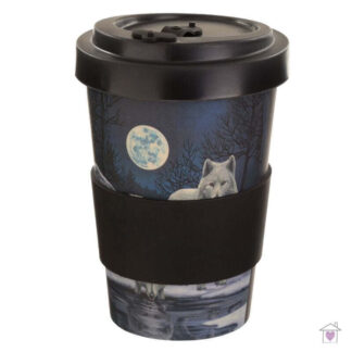 Lisa Parker Warriors of Winter Wolf Reusable Screw Top Bamboo Composite Travel Mug
