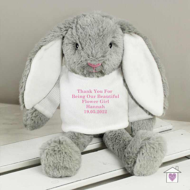Personalised Message Bunny Rabbit In Jumper - Pink - Image 3