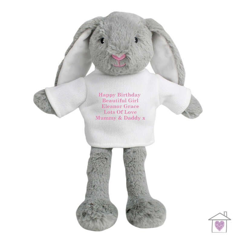 Personalised Message Bunny Rabbit In Jumper - Pink - Image 5