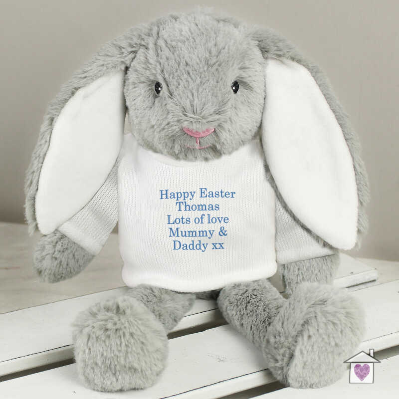 Personalised Message Bunny Rabbit - Blue - Image 4