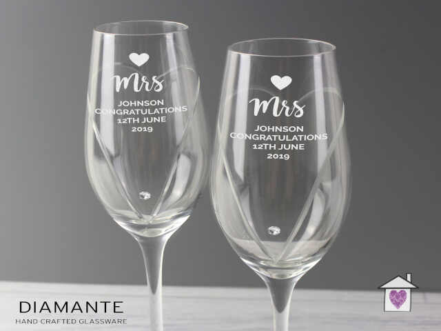 Personalised Hand Cut Heart Celebration Pair of Flutes in Gift Box - Image 4