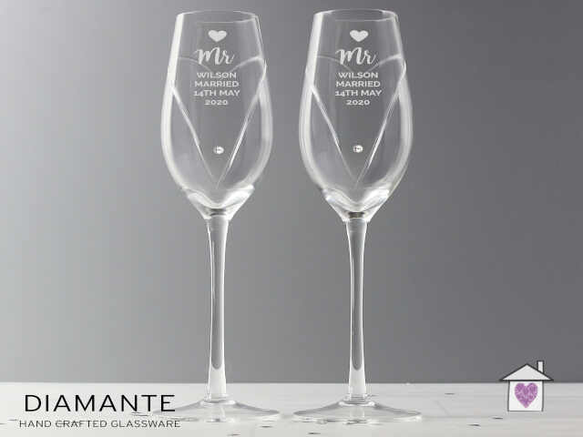 Personalised Hand Cut Heart Celebration Pair of Flutes in Gift Box - Image 5