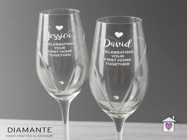 Personalised Hand Cut Heart Celebration Pair of Flutes in Gift Box - Image 7