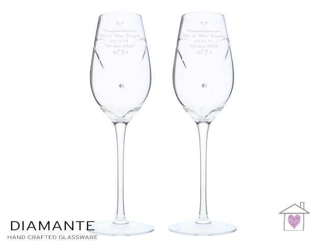 Personalised Hand Cut Little Hearts Pair of Flutes with Gift Box - Image 2