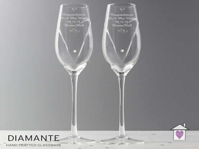 Personalised Hand Cut Little Hearts Pair of Flutes with Gift Box - Image 4