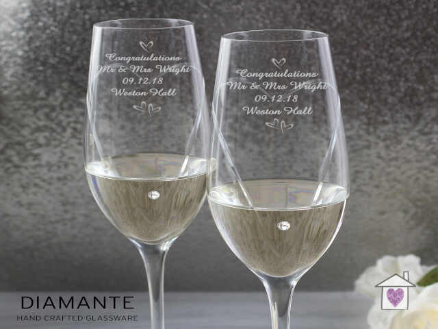 Personalised Hand Cut Little Hearts Pair of Flutes with Gift Box - Image 6
