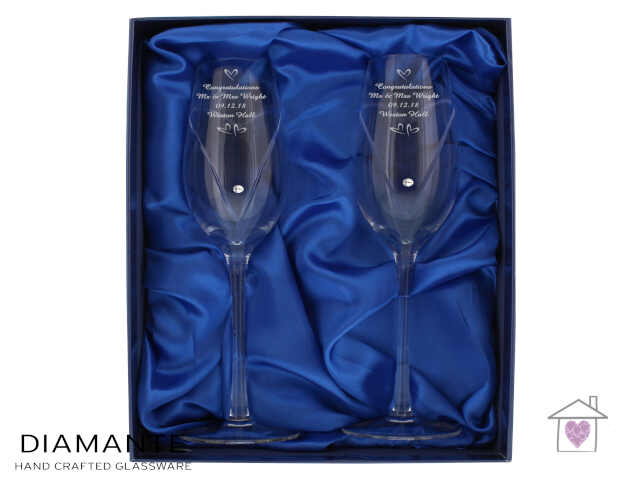 Personalised Hand Cut Little Hearts Pair of Flutes with Gift Box - Image 7