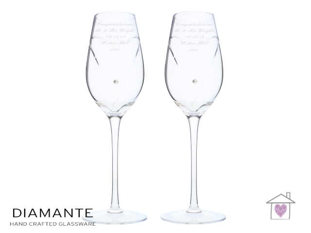 Personalised Hand Cut Heart Pair of Flutes with Gift Box - Image 2