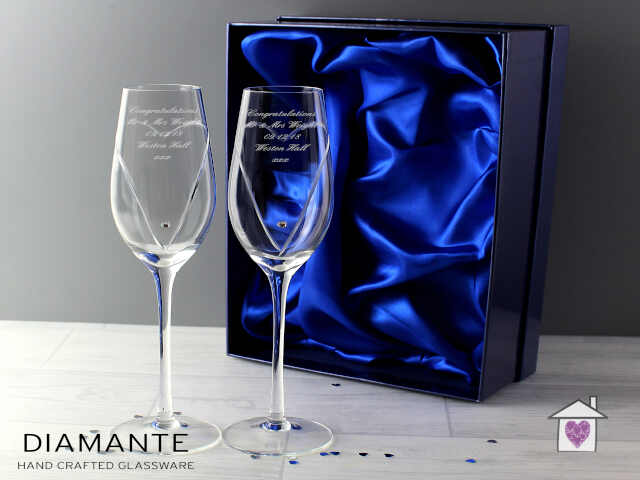 Personalised Hand Cut Heart Pair of Flutes with Gift Box - Image 3