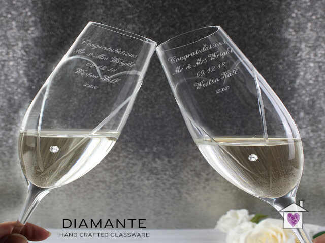 Personalised Hand Cut Heart Pair of Flutes with Gift Box - Image 4