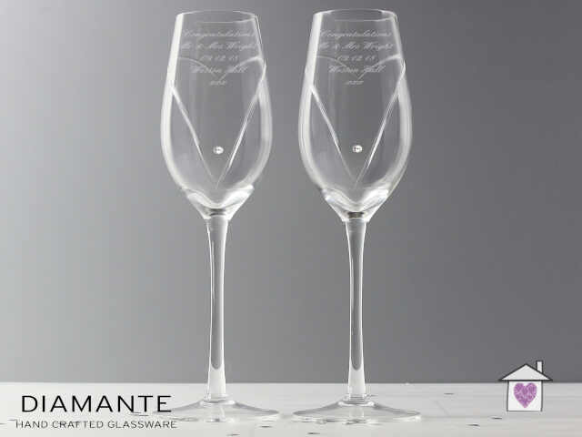 Personalised Hand Cut Heart Pair of Flutes with Gift Box - Image 6