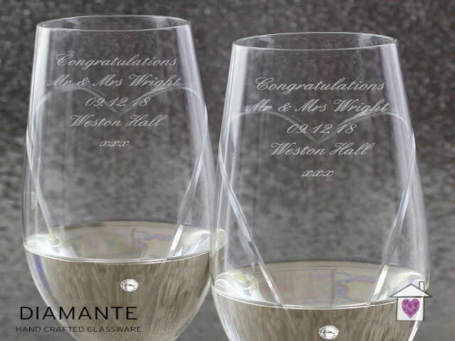 Personalised Hand Cut Heart Pair of Flutes with Gift Box - Image 7