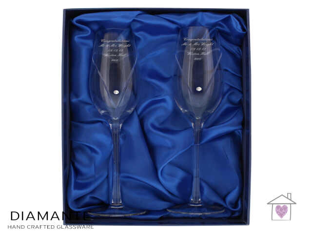Personalised Hand Cut Heart Pair of Flutes with Gift Box - Image 8