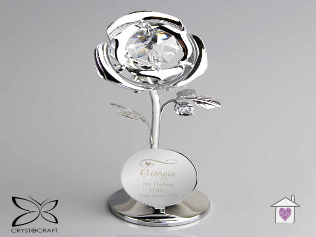 Personalised Swirls & Hearts Crystocraft Rose Ornament - Image 2