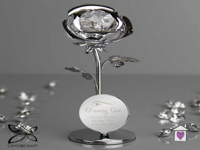 Personalised Swirls & Hearts Crystocraft Rose Ornament - Image 3