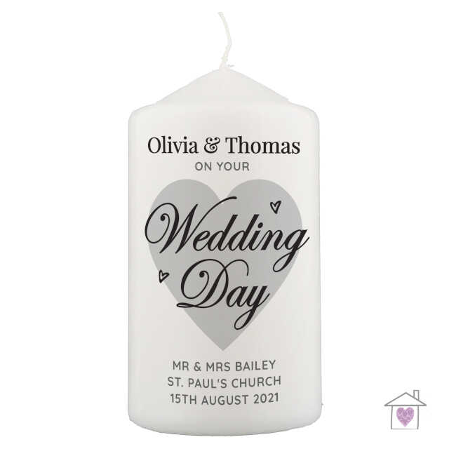 Personalised On Your Wedding Day Pillar Candle - Image 2