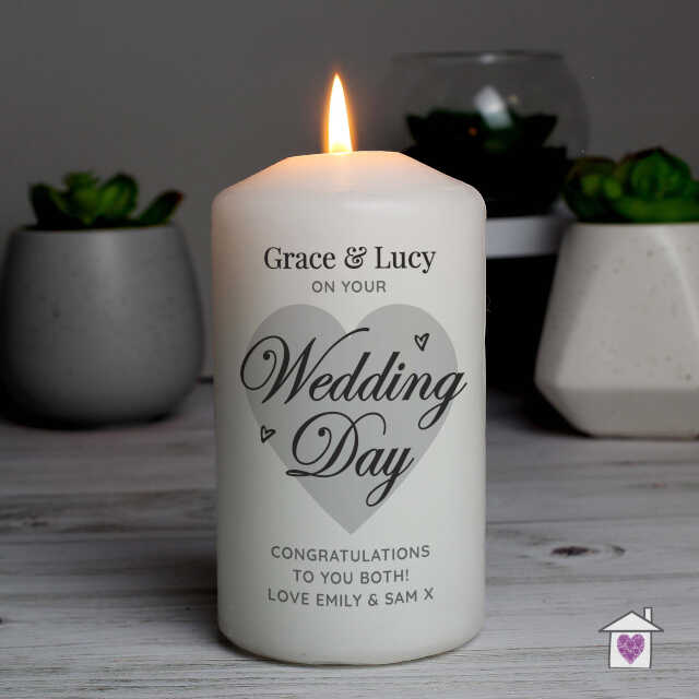 Personalised On Your Wedding Day Pillar Candle - Image 3