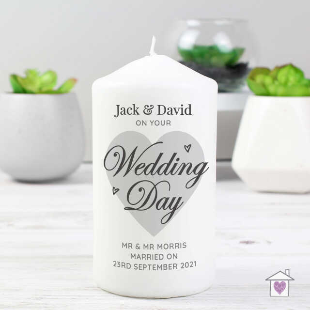 Personalised On Your Wedding Day Pillar Candle - Image 4