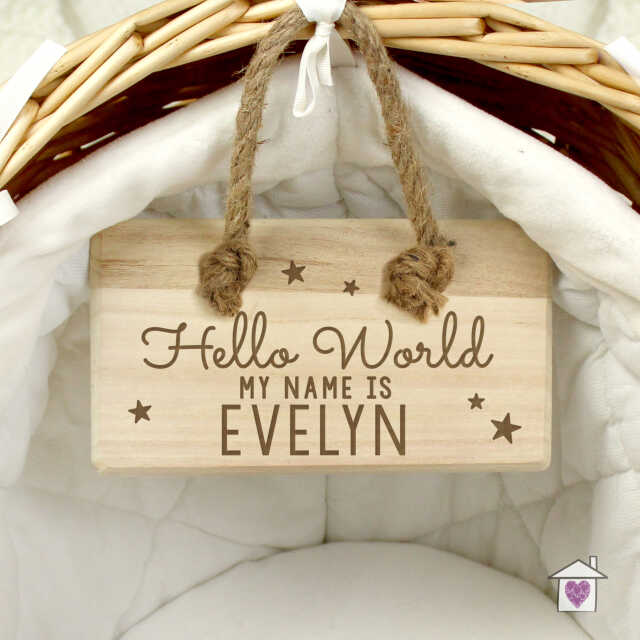 Personalised Hello World Wooden Sign - Image 3
