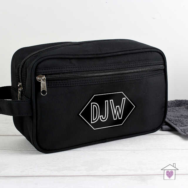 Personalised Initials Black Vanity Bag